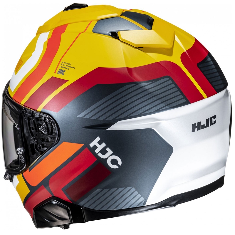 Integreret motorcykelhjelm HJC i71 Viz MC3SF gul-rød-sort