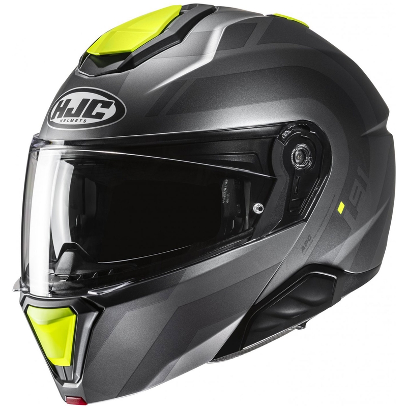 Flip-up motorcykelhjelm HJC i91 Arven MC3HSF grå-sort-fluogul