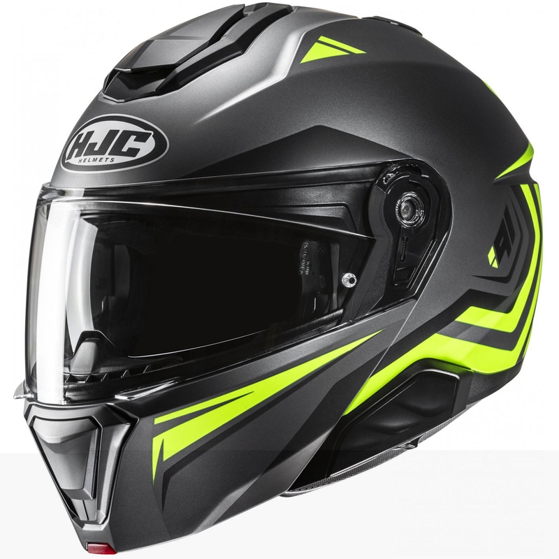 Flip-up motorcykelhjelm HJC i91 Tricus MC3HSF sort-fluogul