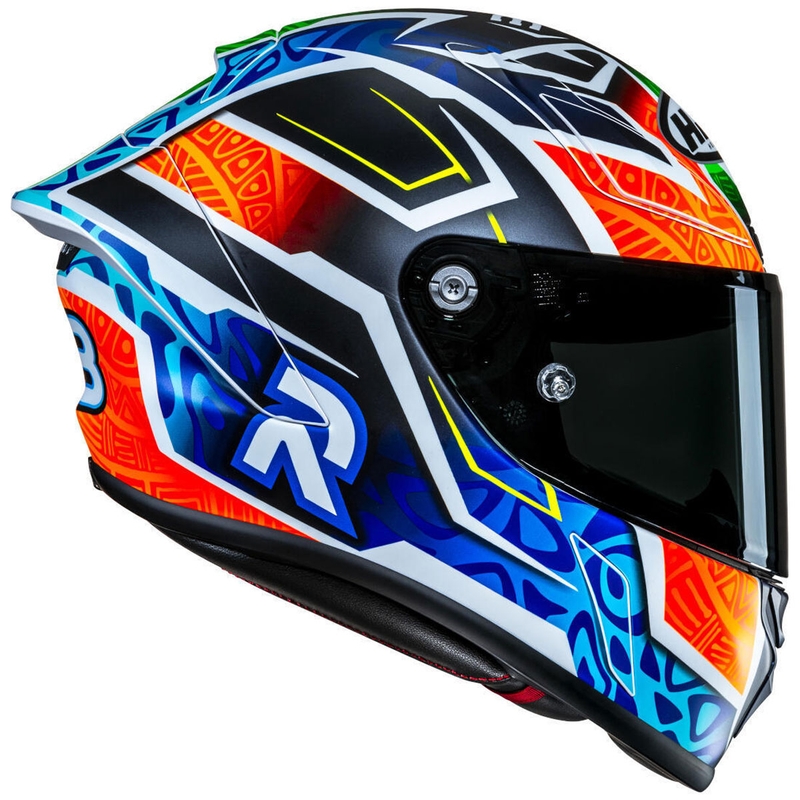 Fullface motorcykelhjelm HJC RPHA 1 Binder Replica MC27SF sort-orange-blå