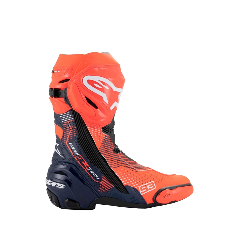 Alpinestars Supertech R Vented limited edition MM93 Marc Marquez fluo red-blue-black motorcykelstøvler