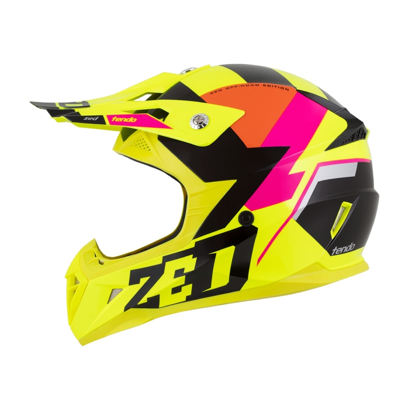 Motocrosshjelm ZED X1.9 Tendo fluogul-lyserød-orange-sort