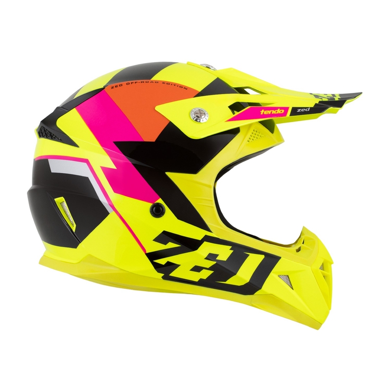 Motocrosshjelm ZED X1.9 Tendo fluogul-lyserød-orange-sort