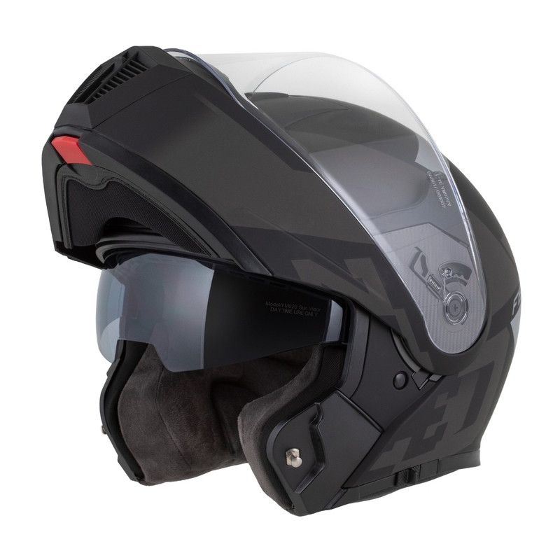 Flip-up motorcykelhjelm ZED F19 mat sort-grå