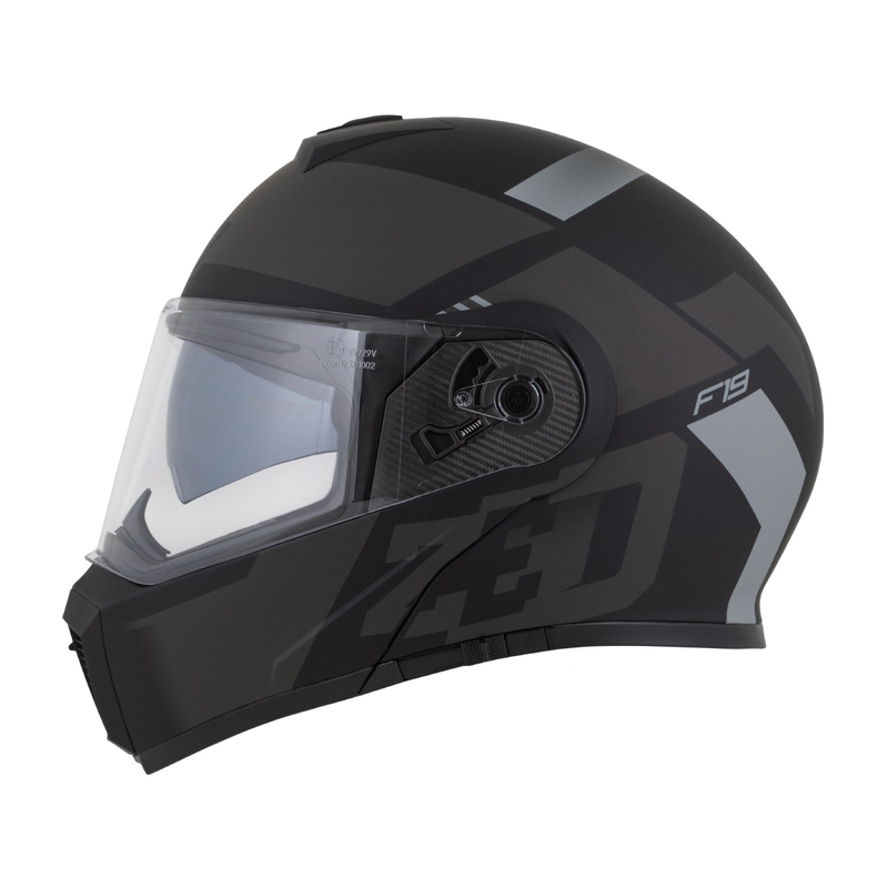 Flip-up motorcykelhjelm ZED F19 mat sort-grå