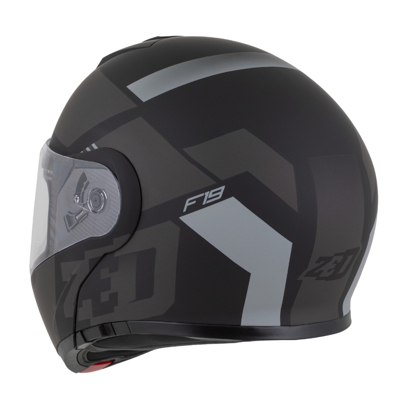 Flip-up motorcykelhjelm ZED F19 mat sort-grå