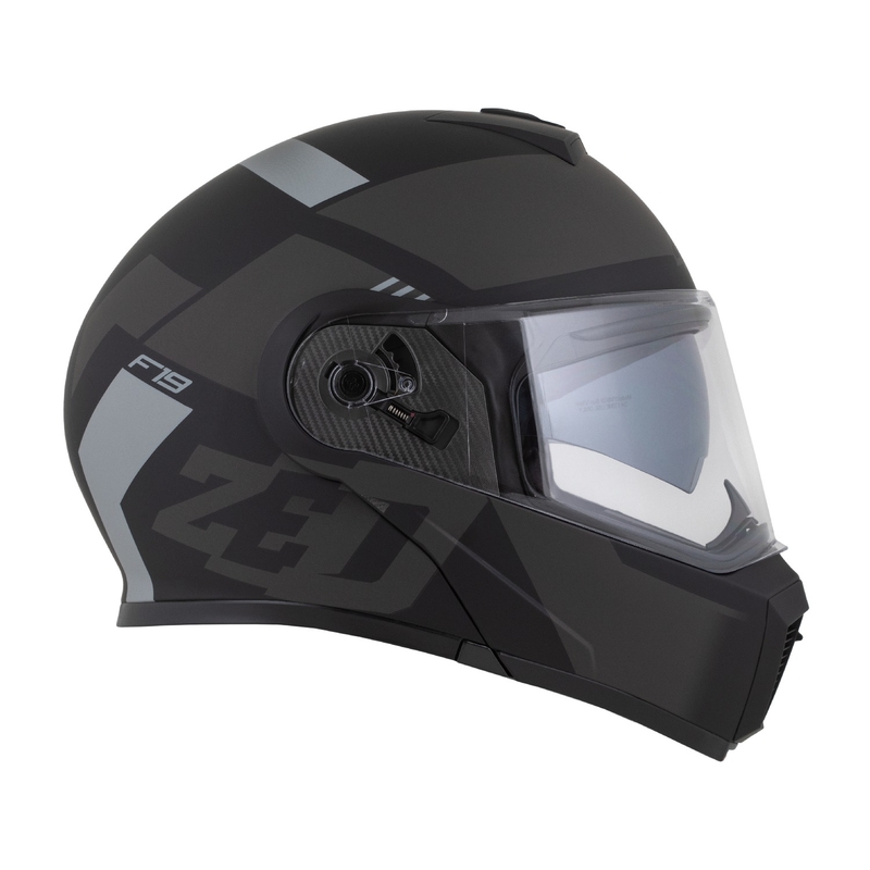 Flip-up motorcykelhjelm ZED F19 mat sort-grå