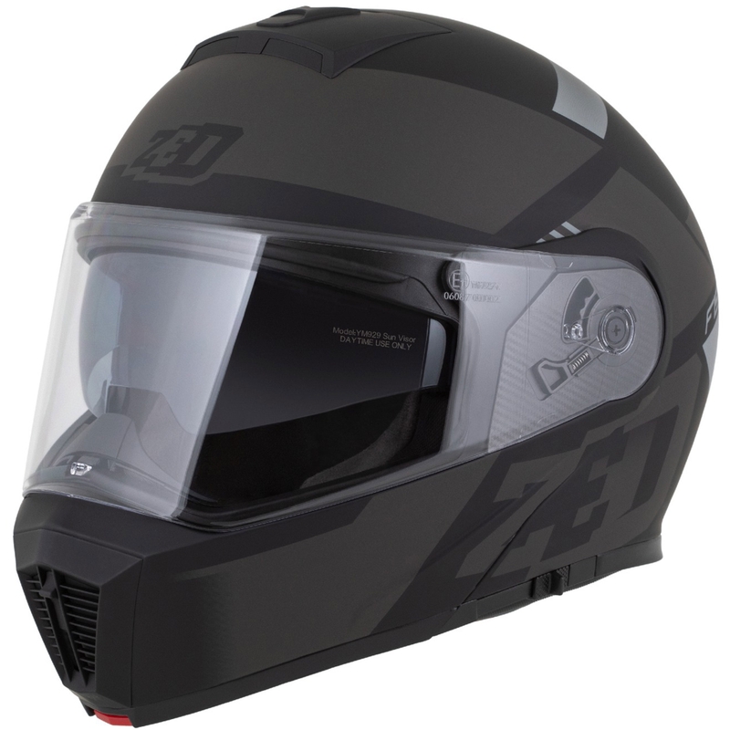 Flip-up motorcykelhjelm ZED F19 mat sort-grå