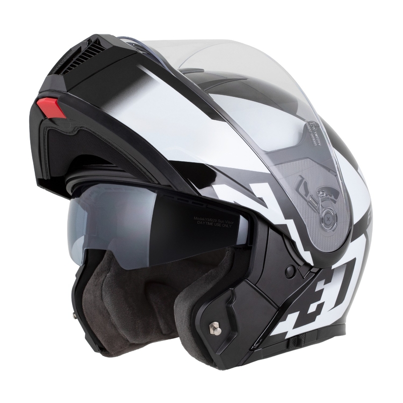 Flip-up motorcykelhjelm ZED F19 sort-hvid-grå