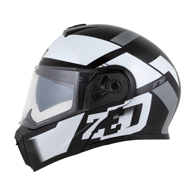 Flip-up motorcykelhjelm ZED F19 sort-hvid-grå