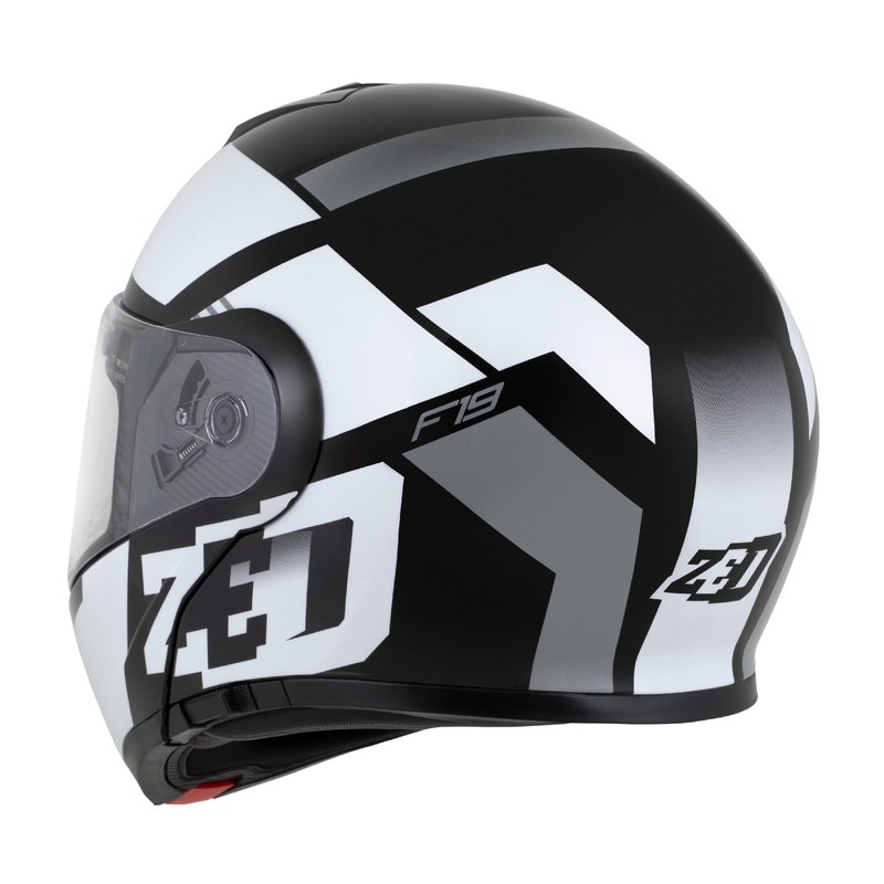 Flip-up motorcykelhjelm ZED F19 sort-hvid-grå