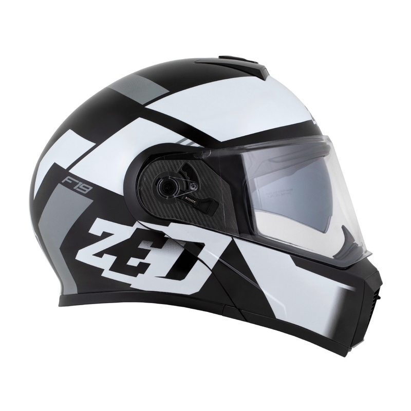 Flip-up motorcykelhjelm ZED F19 sort-hvid-grå