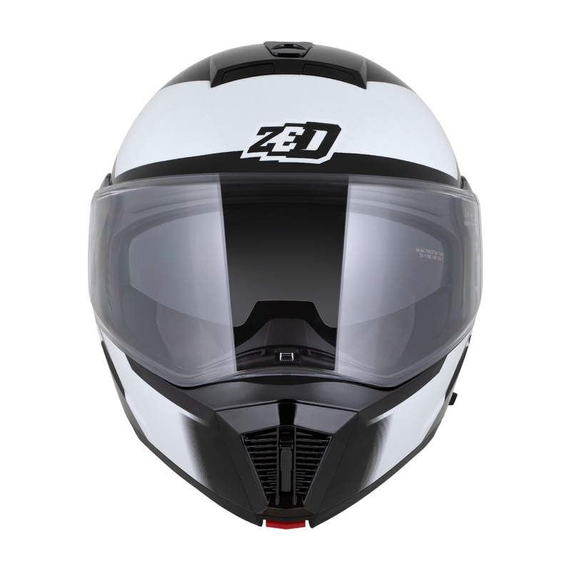 Flip-up motorcykelhjelm ZED F19 sort-hvid-grå