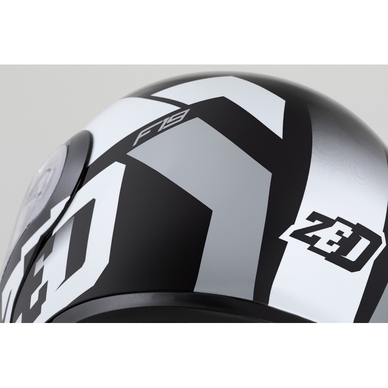 Flip-up motorcykelhjelm ZED F19 sort-hvid-grå