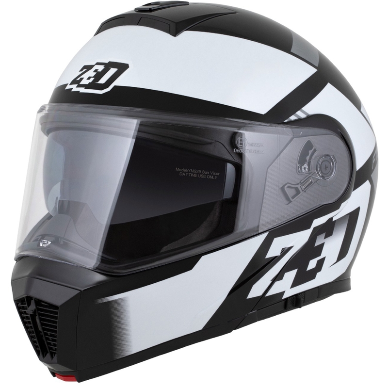 Flip-up motorcykelhjelm ZED F19 sort-hvid-grå