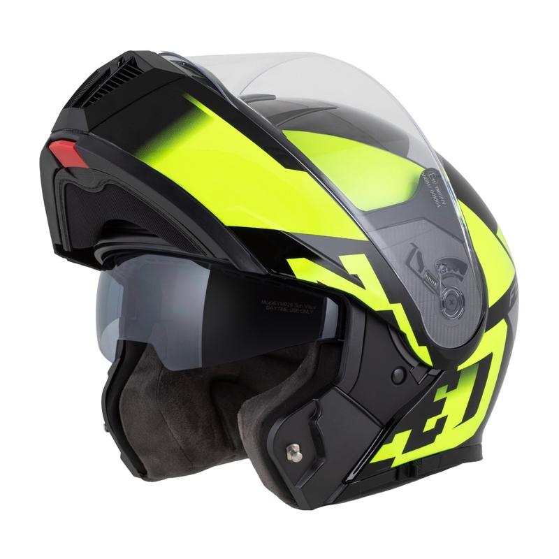 Flip-up motorcykelhjelm ZED F19 sort-fluogul