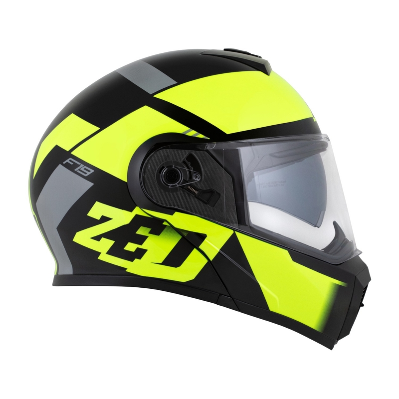 Flip-up motorcykelhjelm ZED F19 sort-fluogul