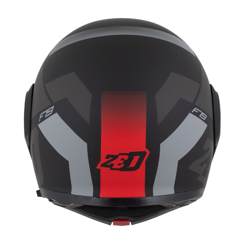 Flip-up motorcykelhjelm ZED F19 mat sort-fluoro rød-grå