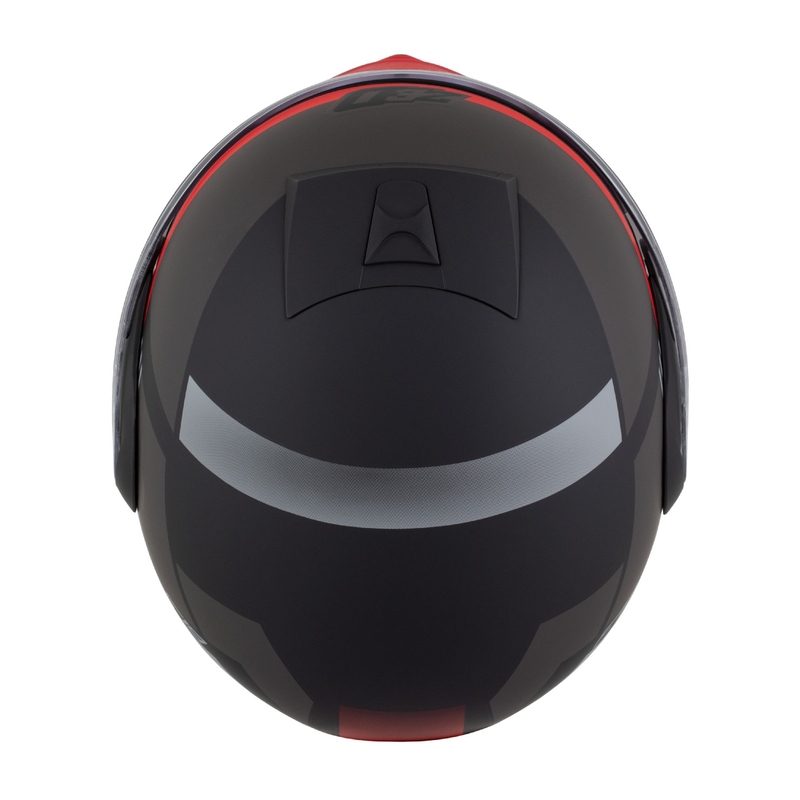 Flip-up motorcykelhjelm ZED F19 mat sort-fluoro rød-grå