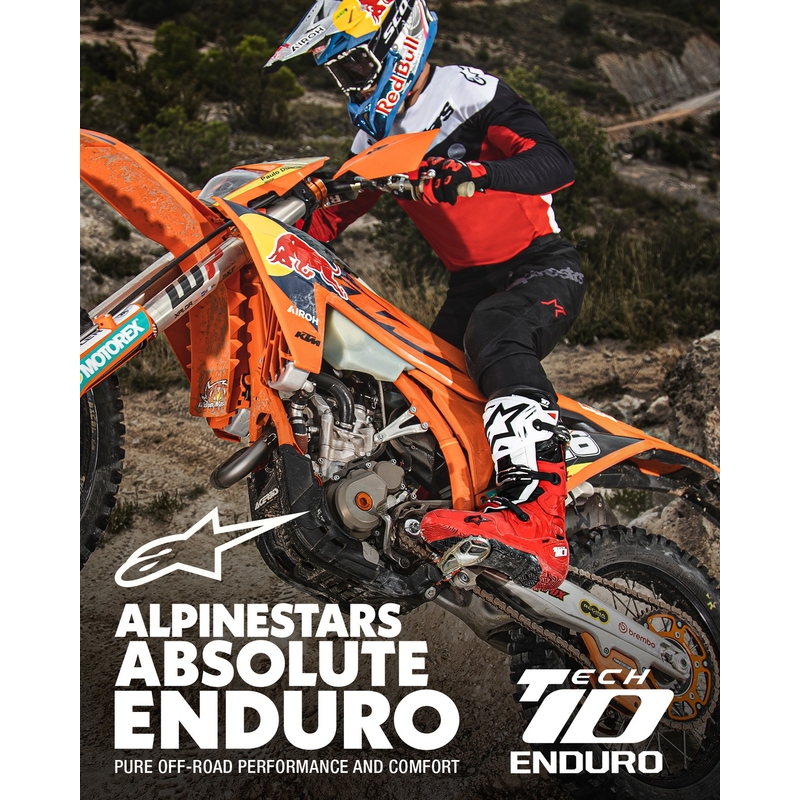 Alpinestars Tech 10 Enduro rød-sort-hvid motorcykelstøvler