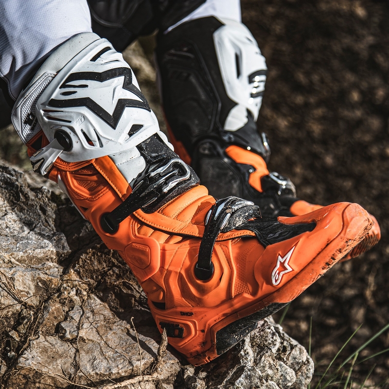 Alpinestars Tech 10 Enduro fluo orange-sort-hvide motorcykelstøvler