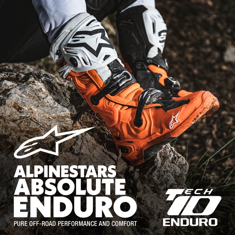 Alpinestars Tech 10 Enduro fluo orange-sort-hvide motorcykelstøvler