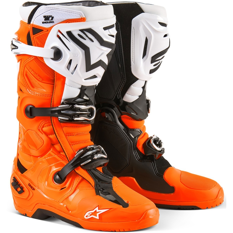 Alpinestars Tech 10 Enduro fluo orange-sort-hvide motorcykelstøvler