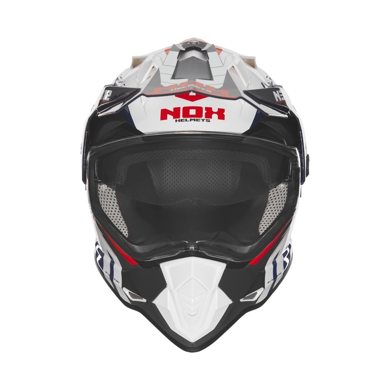 Enduro-motorcykelhjelm NOX N312 Vapor hvid-sort-blå
