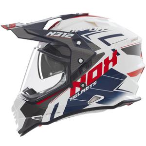 Enduro-motorcykelhjelm NOX N312 Vapor hvid-sort-blå