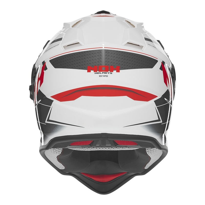 Enduro-motorcykelhjelm NOX N312 Vapor hvid-sort-rød