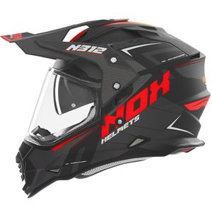 Enduro-motorcykelhjelm NOX N312 Vapor mat sort-rød