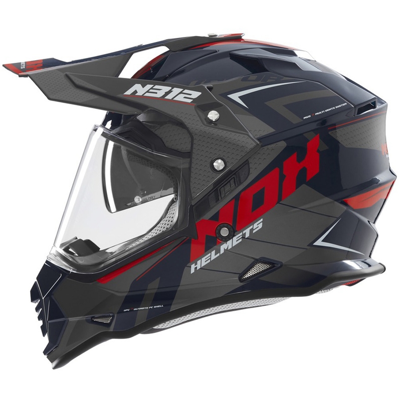 Enduro-motorcykelhjelm NOX N312 Vapor sort-blå-rød
