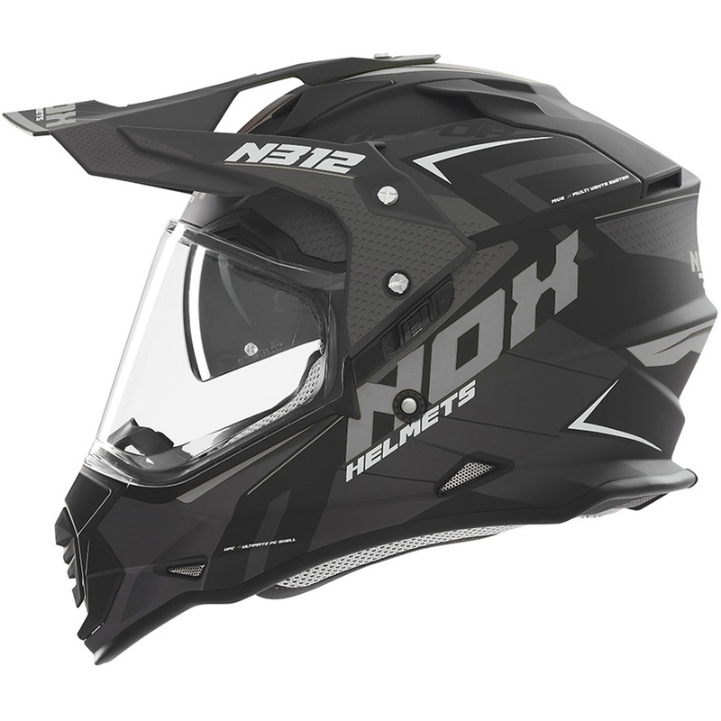 Enduro-motorcykelhjelm NOX N312 Vapor mat sort-grå