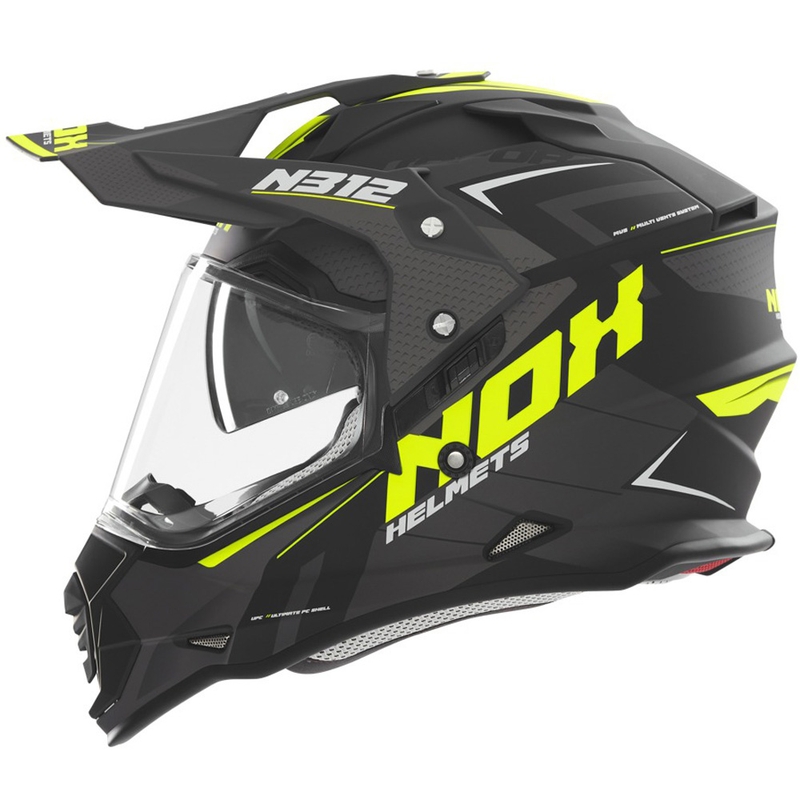Enduro-motorcykelhjelm NOX N312 Vapor mat sort-gul