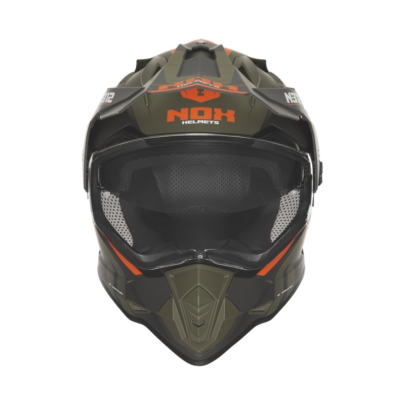 Enduro-motorcykelhjelm NOX N312 Vapor matt khaki-orange