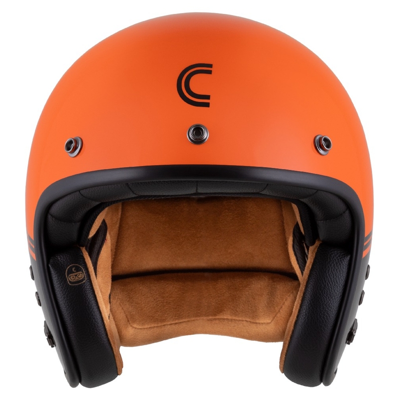 Cassida Eso Super Hooligan Open Motorcykelhjelm Sort-Orange Pearl