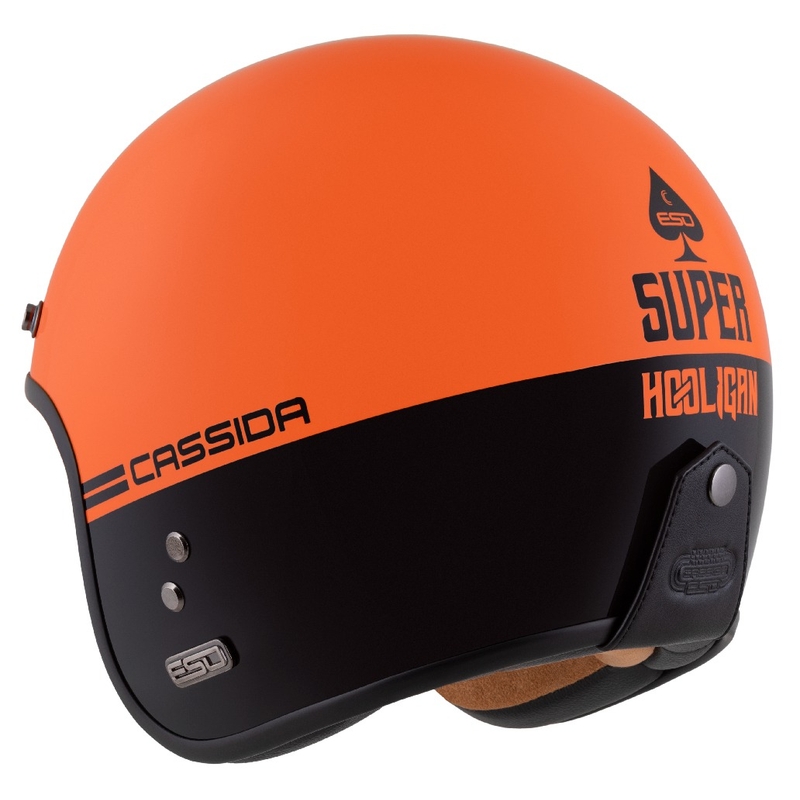 Cassida Eso Super Hooligan Open Motorcykelhjelm Sort-Orange Pearl