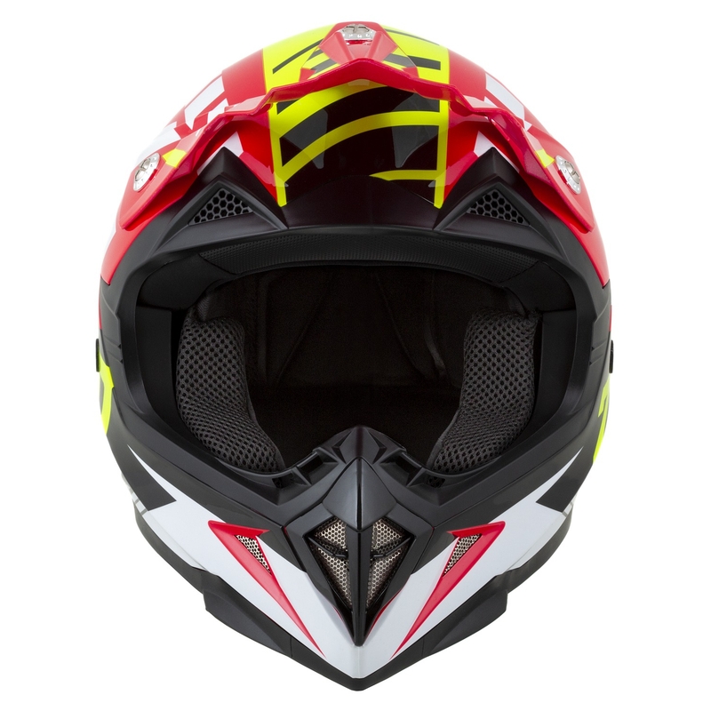 Motocrosshjelm til motorcykel ZED X1.9 Targa rød-fluogul-sort-hvid