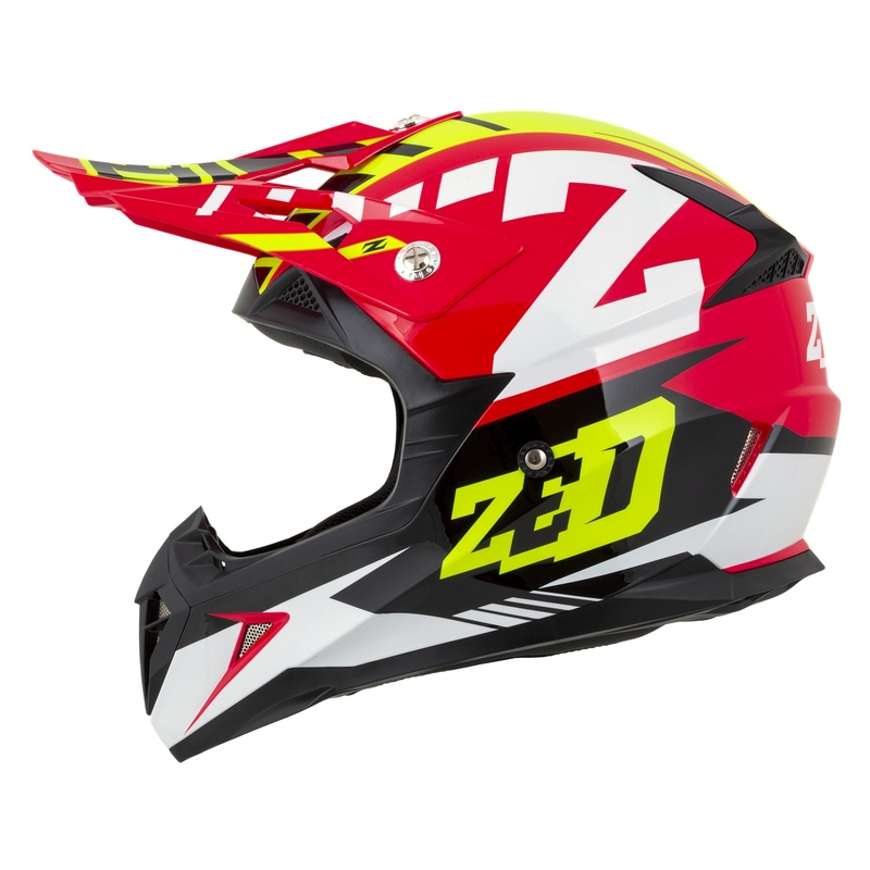 Motocrosshjelm til motorcykel ZED X1.9 Targa rød-fluogul-sort-hvid