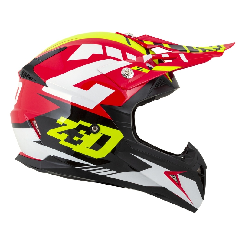 Motocrosshjelm til motorcykel ZED X1.9 Targa rød-fluogul-sort-hvid