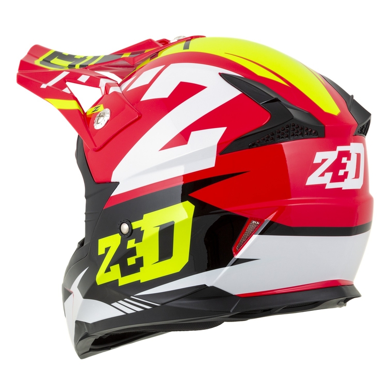 Motocrosshjelm til motorcykel ZED X1.9 Targa rød-fluogul-sort-hvid
