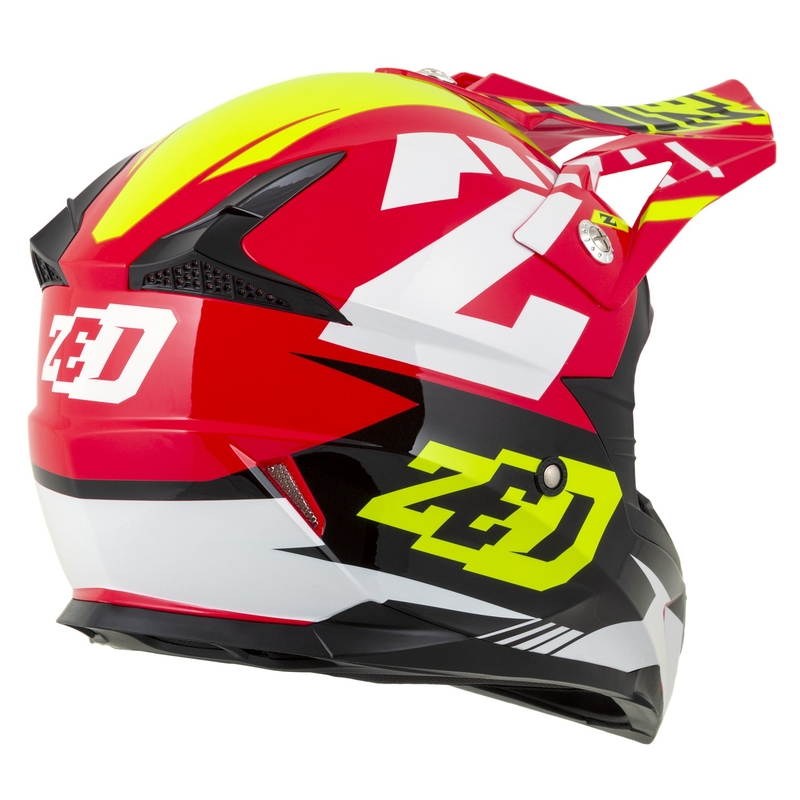 Motocrosshjelm til motorcykel ZED X1.9 Targa rød-fluogul-sort-hvid