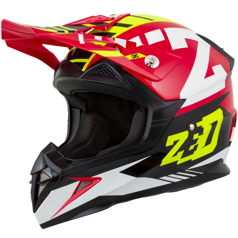 Motocrosshjelm til motorcykel ZED X1.9 Targa rød-fluogul-sort-hvid