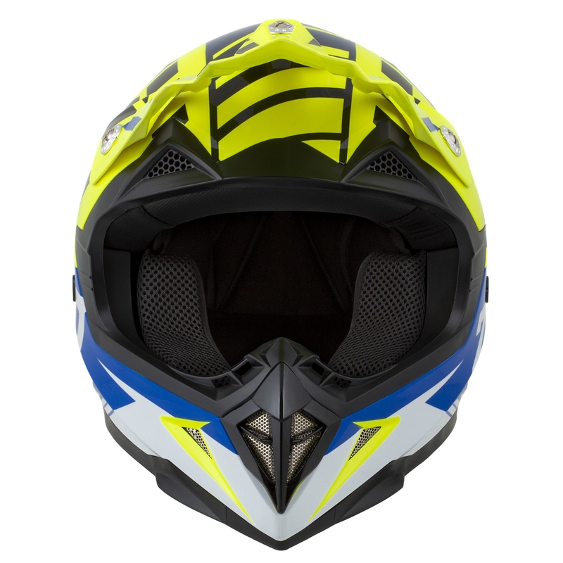 Motocrosshjelm til motorcykel ZED X1.9 Targa fluo gul-blå-sort-hvid