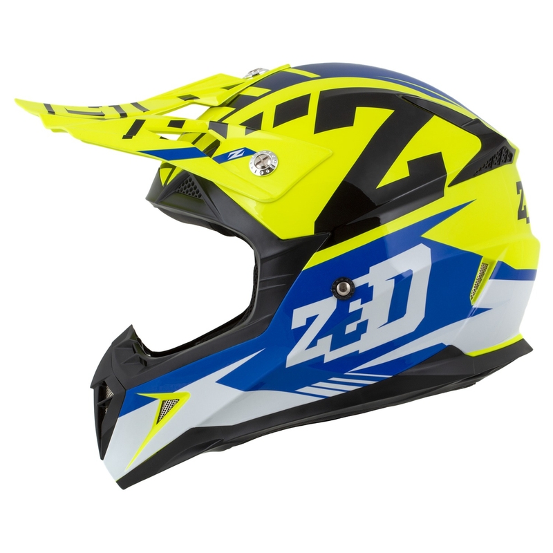 Motocrosshjelm til motorcykel ZED X1.9 Targa fluo gul-blå-sort-hvid