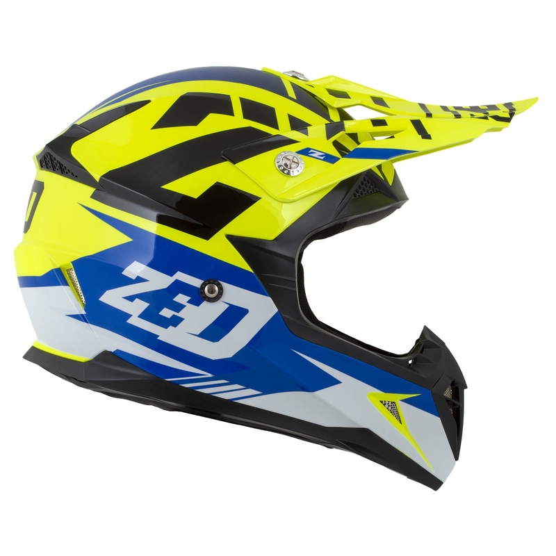 Motocrosshjelm til motorcykel ZED X1.9 Targa fluo gul-blå-sort-hvid