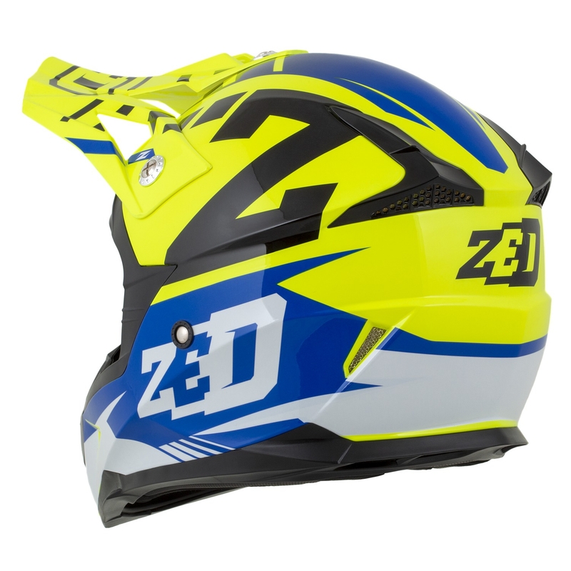 Motocrosshjelm til motorcykel ZED X1.9 Targa fluo gul-blå-sort-hvid