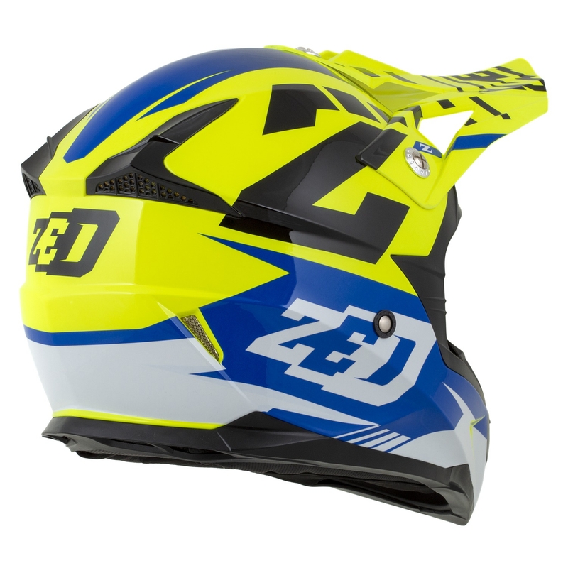 Motocrosshjelm til motorcykel ZED X1.9 Targa fluo gul-blå-sort-hvid