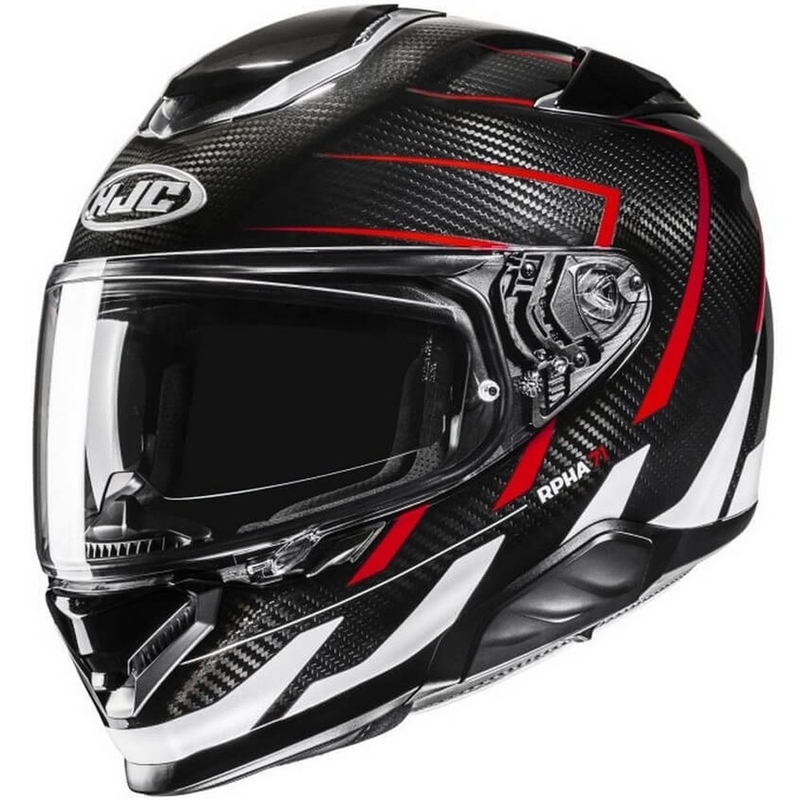 Integreret motorcykelhjelm HJC RPHA 71 CARBON Cano MC1 sort-rød-hvid udsalg