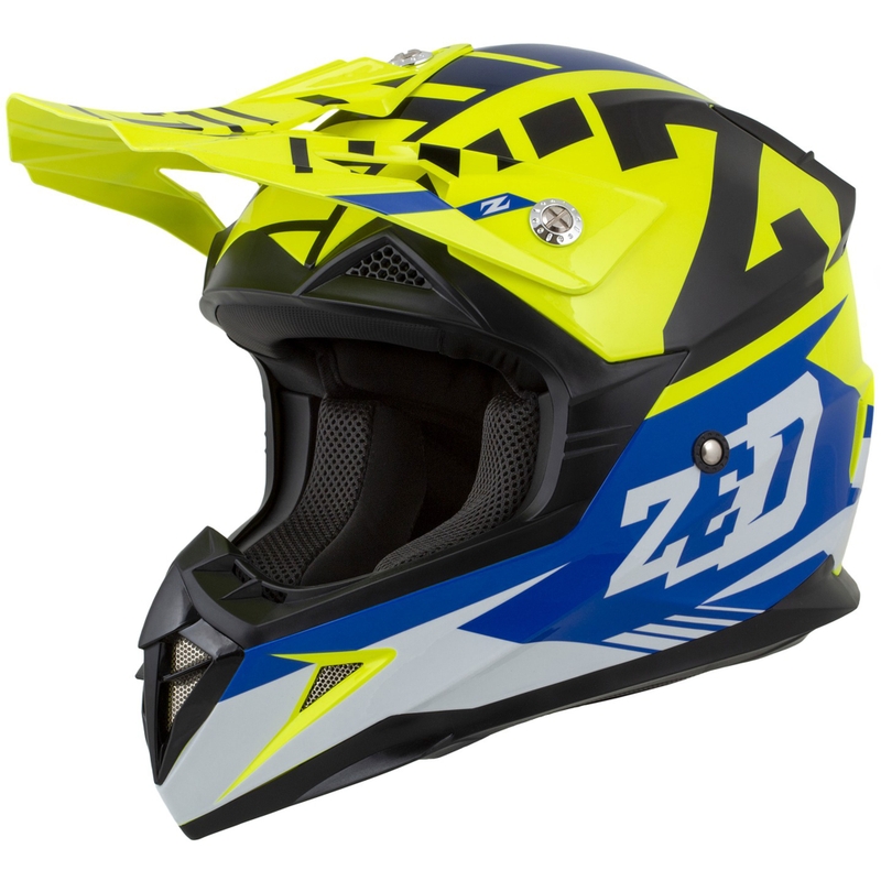Motocrosshjelm til motorcykel ZED X1.9 Targa fluo gul-blå-sort-hvid
